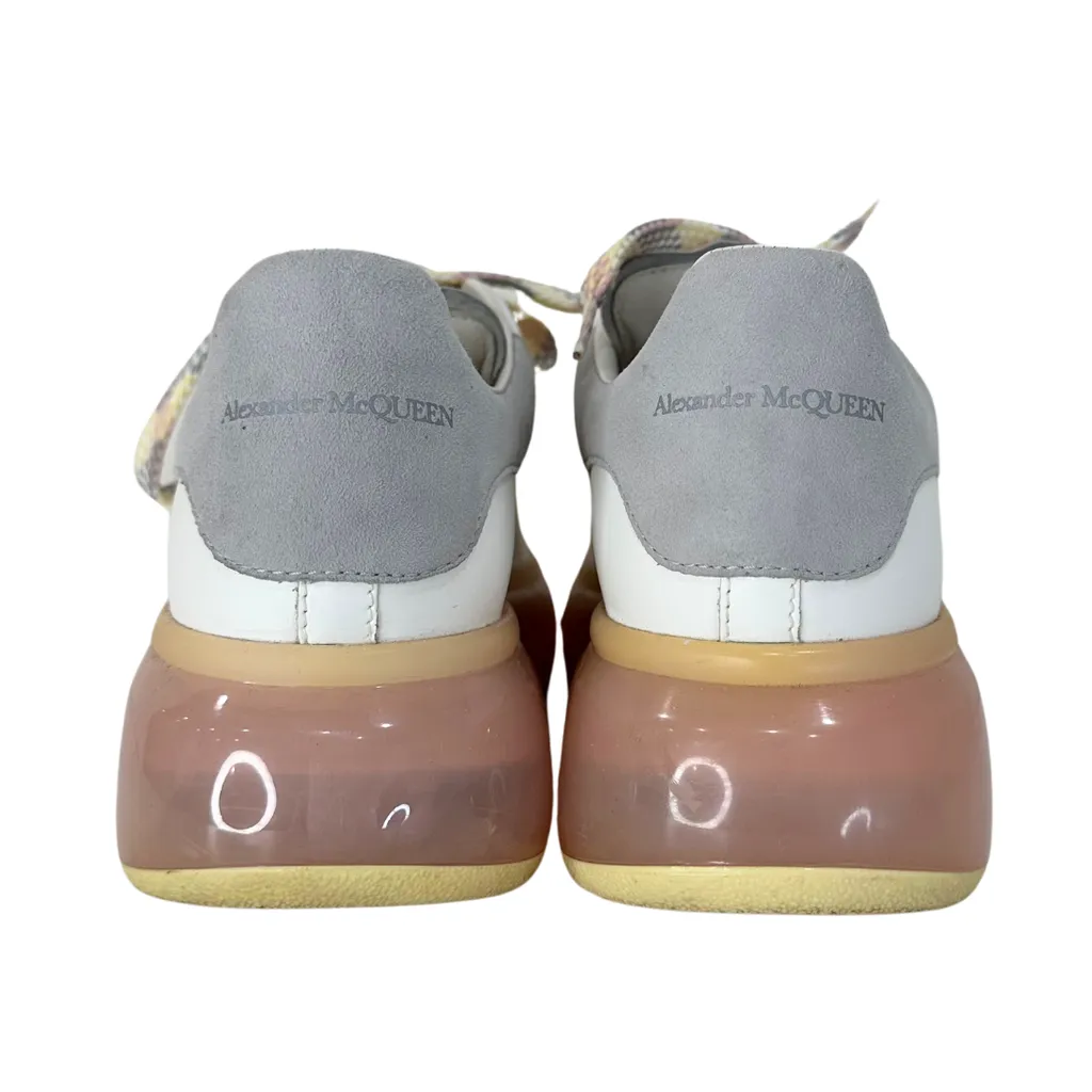 Alexander McQueen White, Gray, and Tan Leather Sneakers, 37