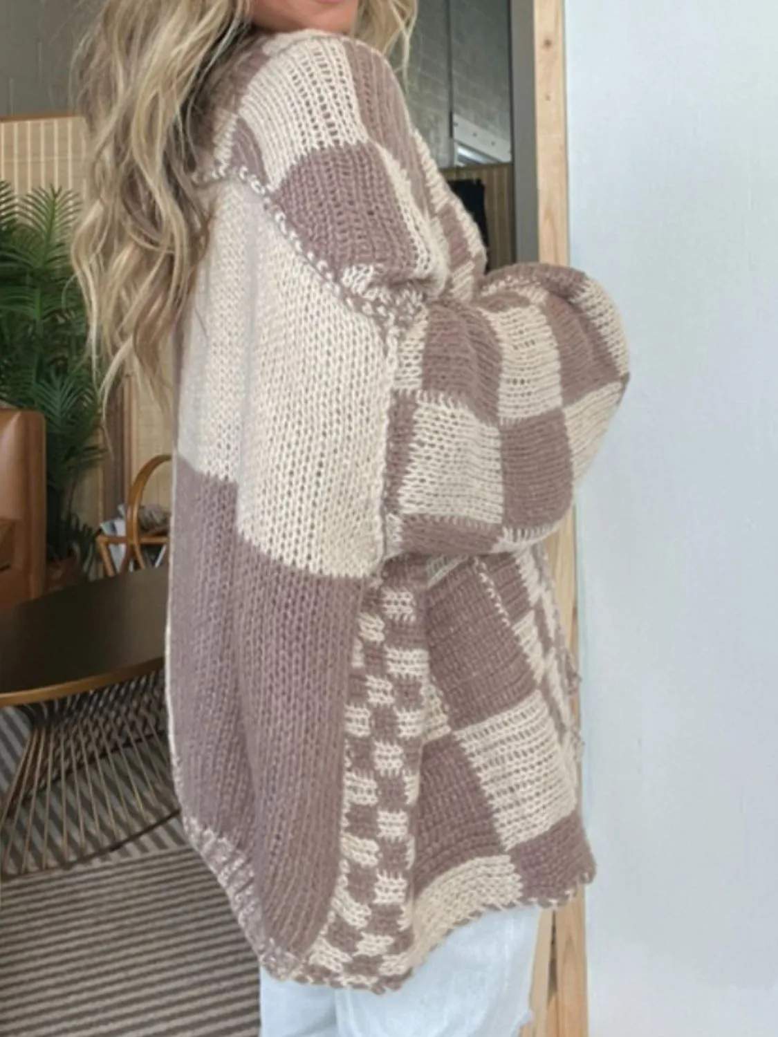 Ashley Plaid Open Front Long Sleeve Cardigan
