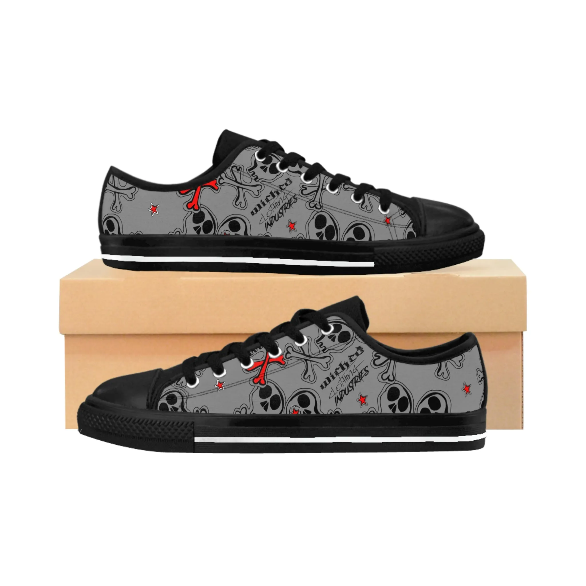 Cartoon Skulls/ Gray/Women's Sneakers
