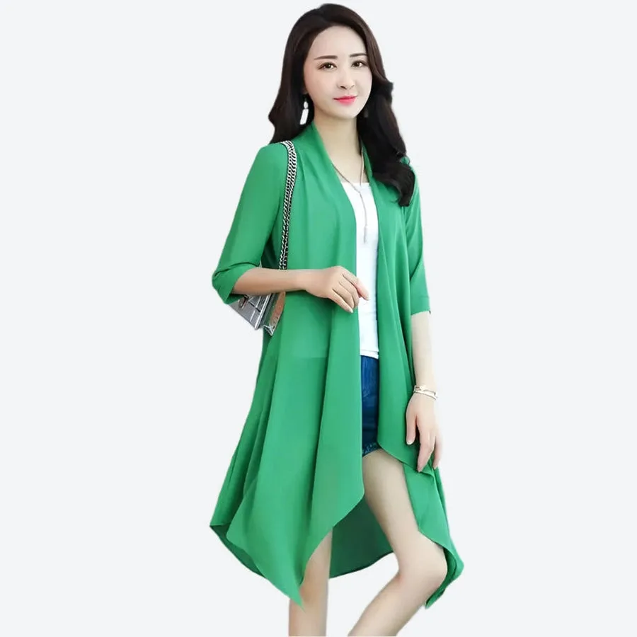 Elegant Open-Front Draped Cardigans