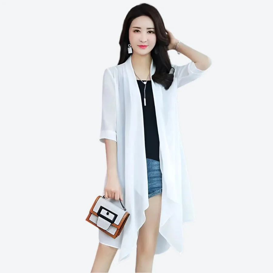 Elegant Open-Front Draped Cardigans