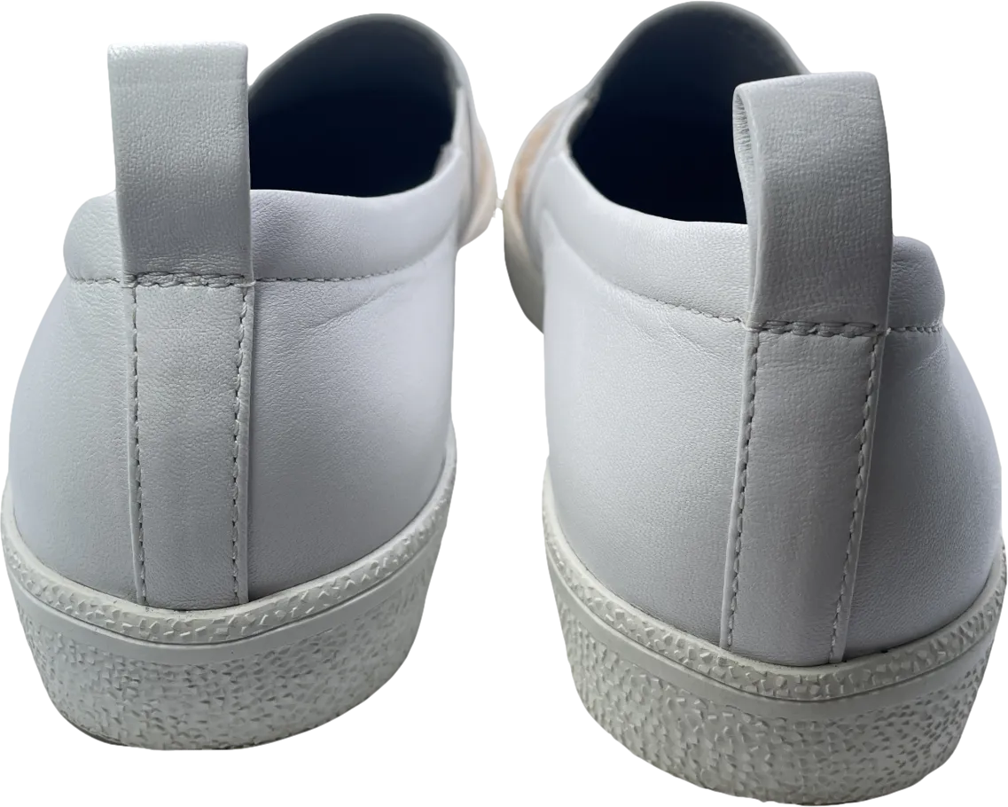 Gina White White/gold Leather & Crystal Embellished Satin Gioia Slip On Skate Sneakers Trainers UK 4 EU 37 👠