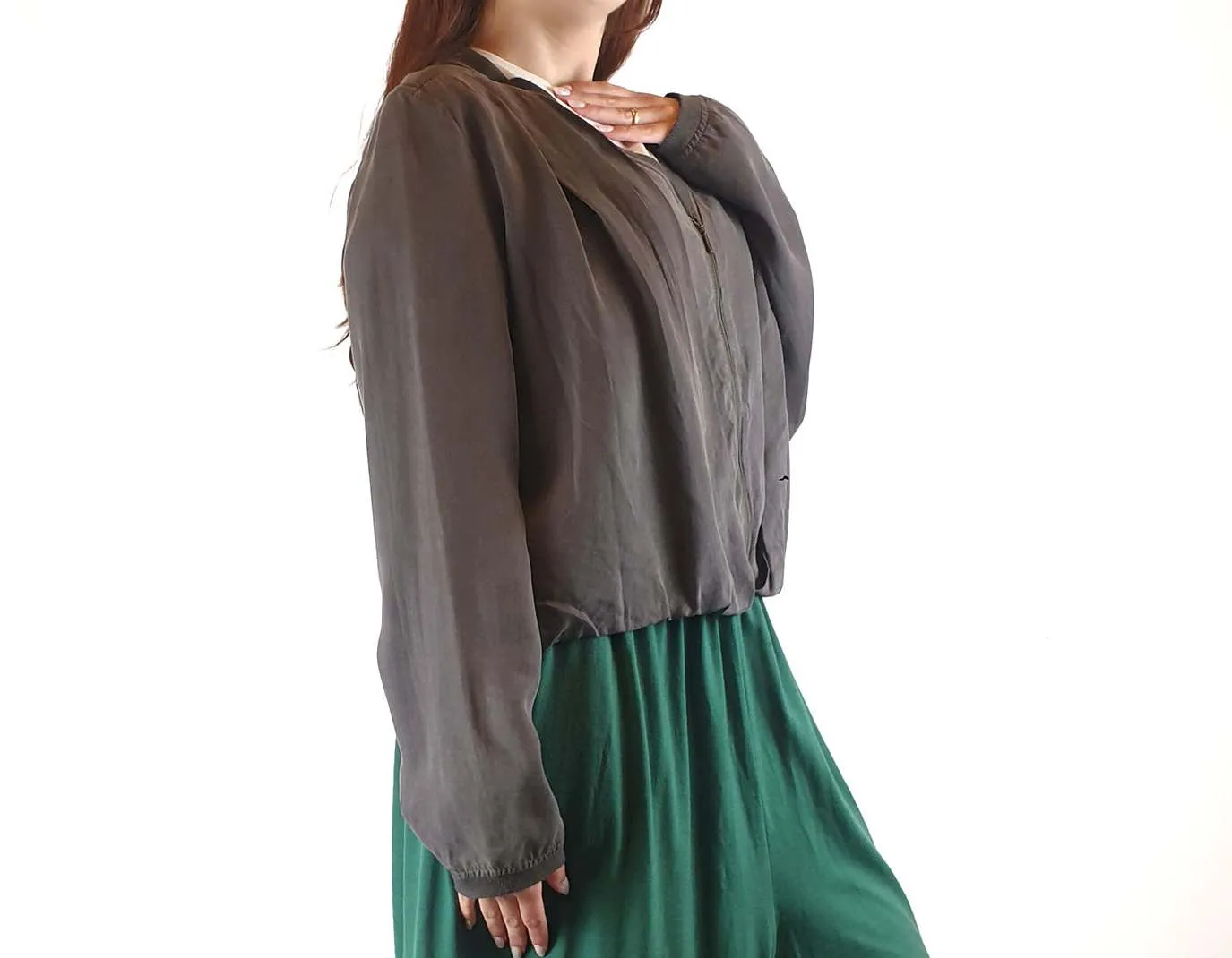 Gorman grey cropped bomber style jacket size 12 (best fits AU 10-12)