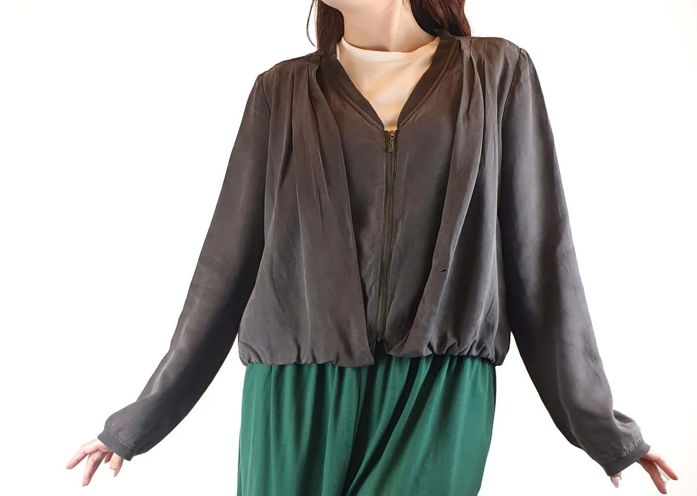 Gorman grey cropped bomber style jacket size 12 (best fits AU 10-12)
