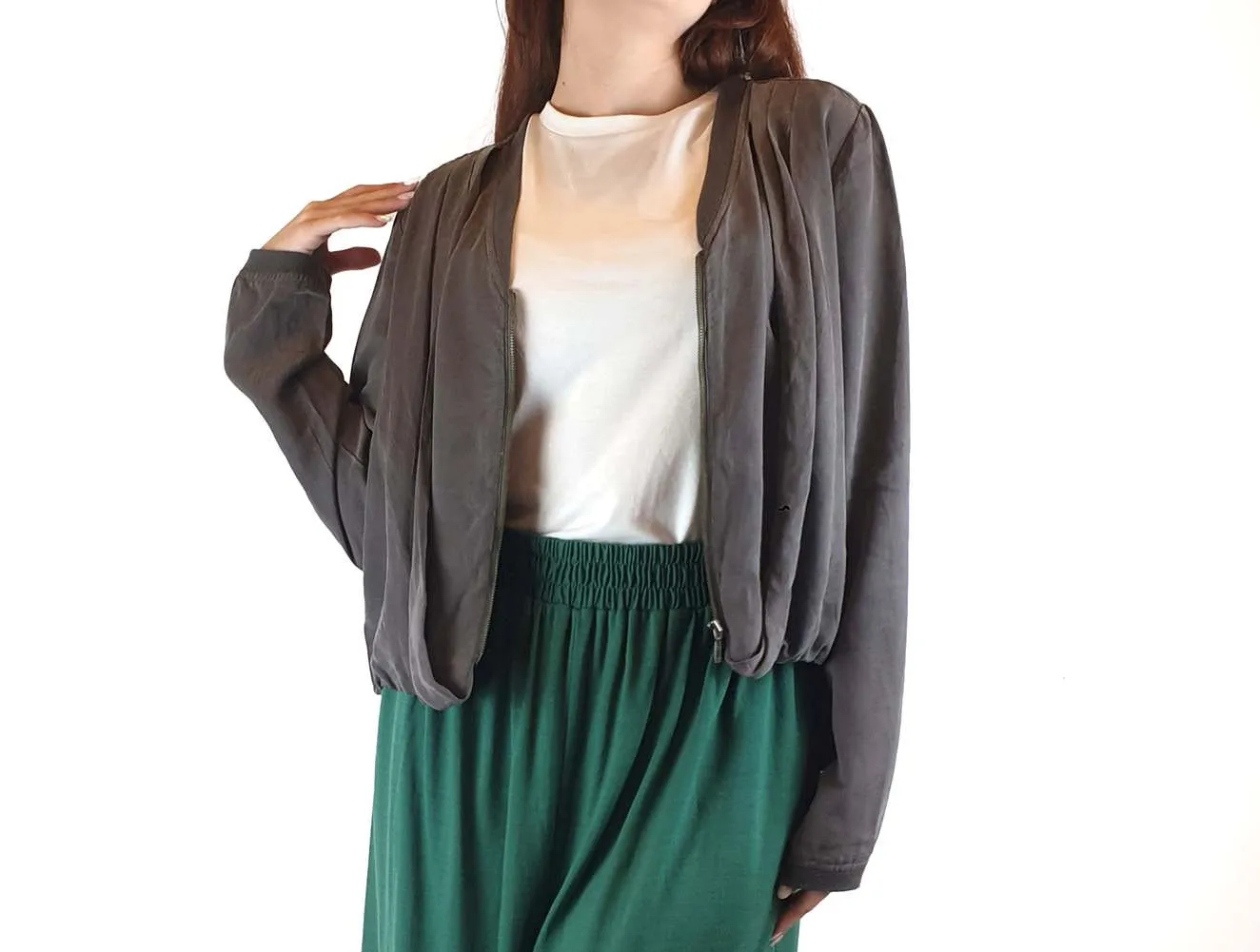 Gorman grey cropped bomber style jacket size 12 (best fits AU 10-12)