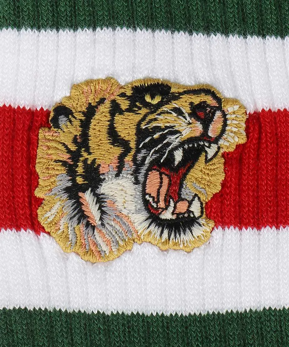 Gucci Little Williams Sports Sock in White w/ Tiger Appliqué