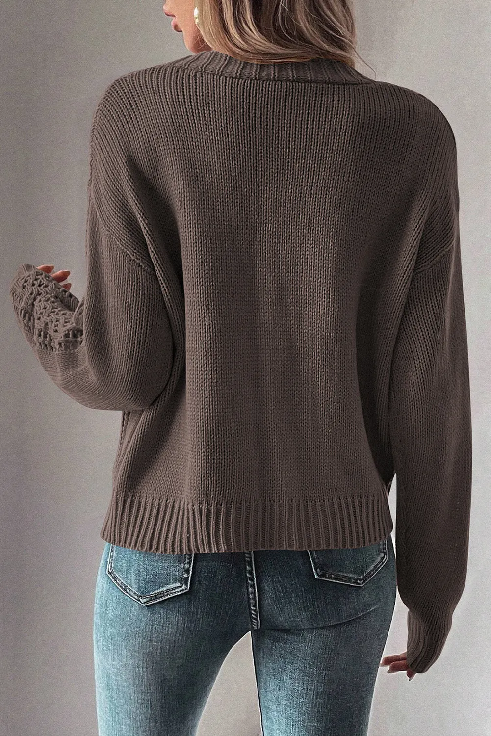 KaleaBoutique Open Knit Drop Shoulder Sweater Cardigan