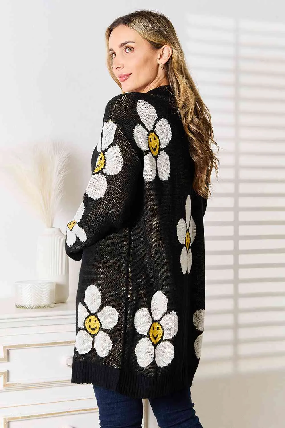 Kelsy Double Take Floral Button Down Longline Cardigan