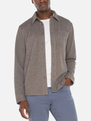Liverpool Knit LS Button Up - Taupe/Blue