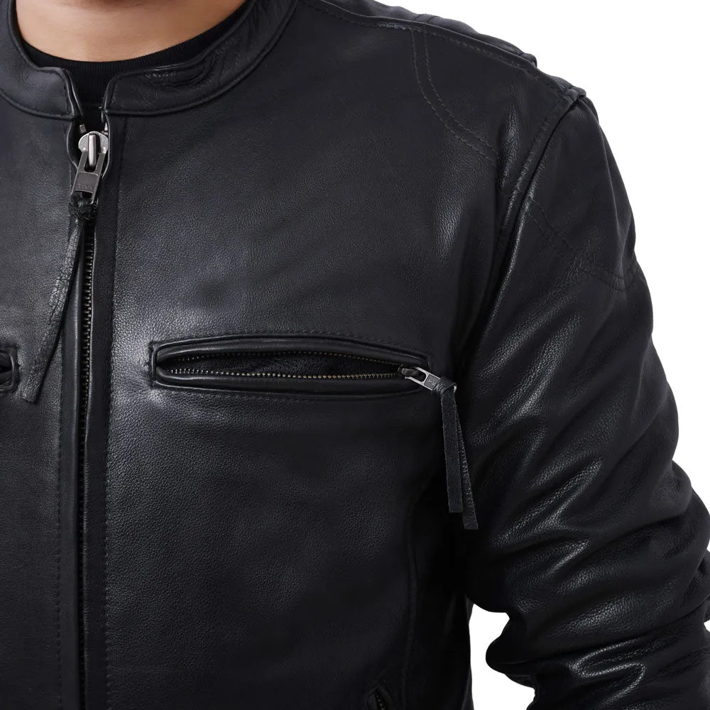 Mad Max - Men's Motorcycle Leather Jacket (Black)