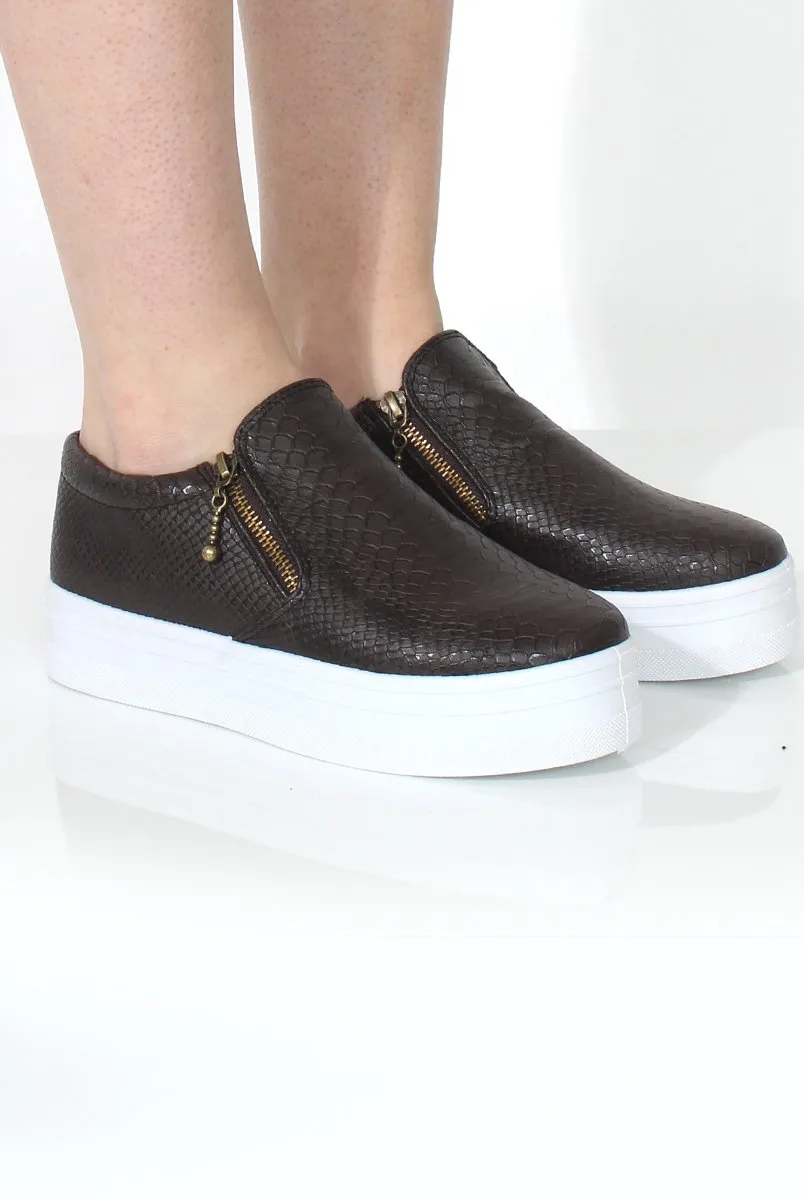 Megan Brown Snakeskin Platform Skaters