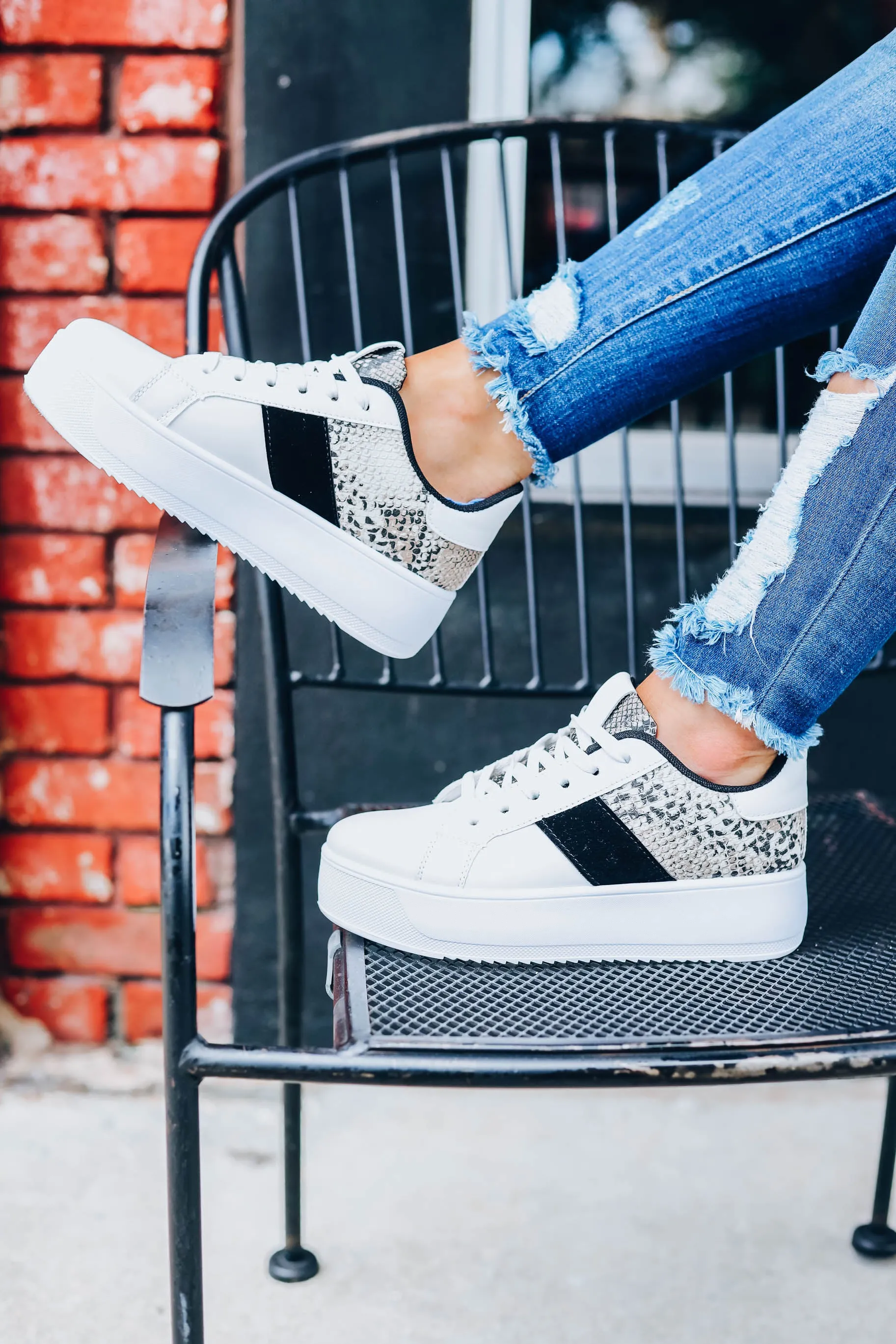 Shea Snakeskin Platform Sneakers