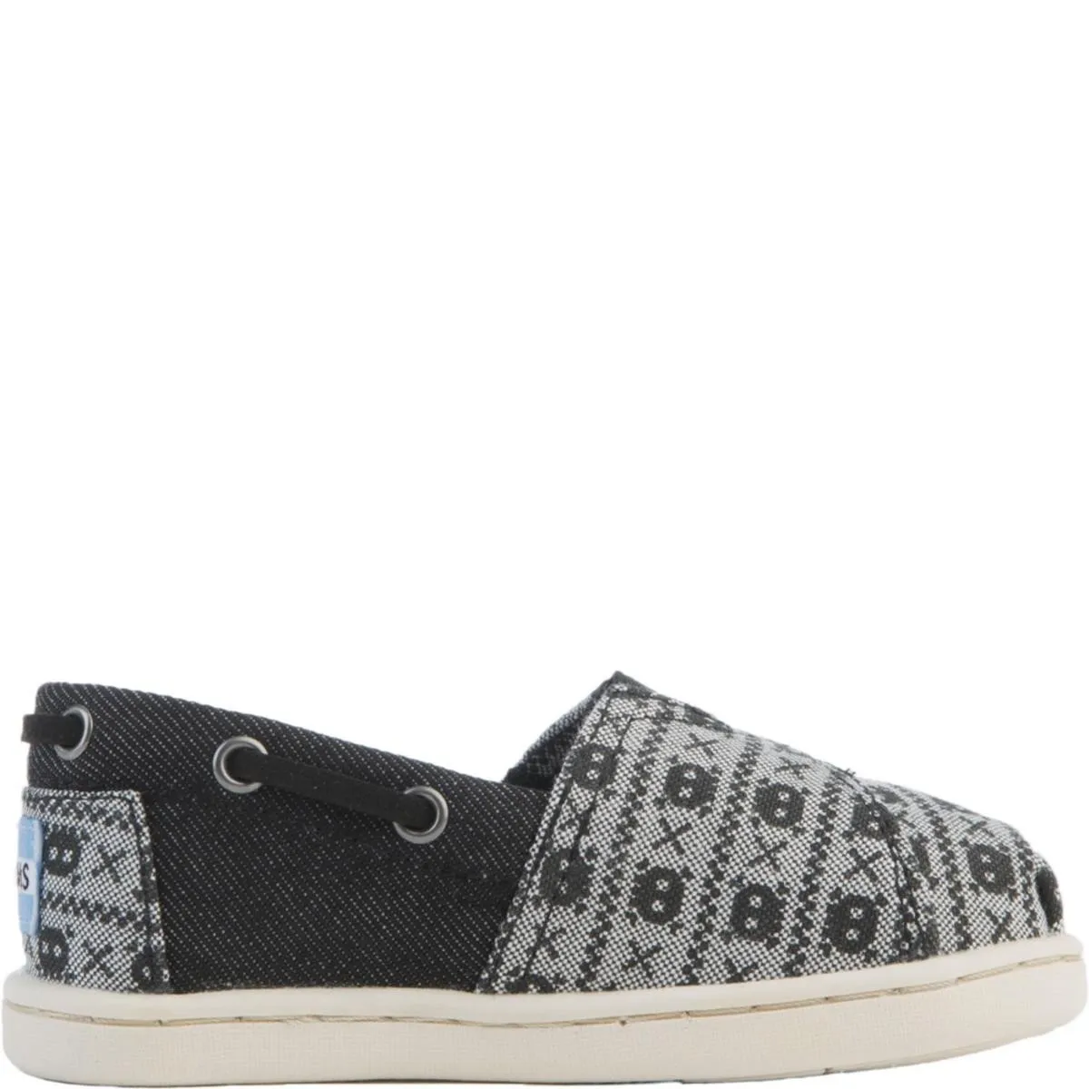 Tiny Toms: Biminis Black Denim Chambray Skulls Flats