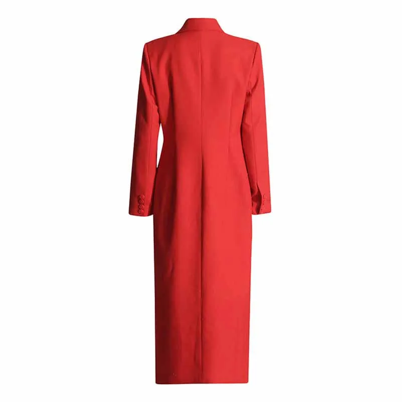 Women's Long Silhouette Coat Maxi Blazer