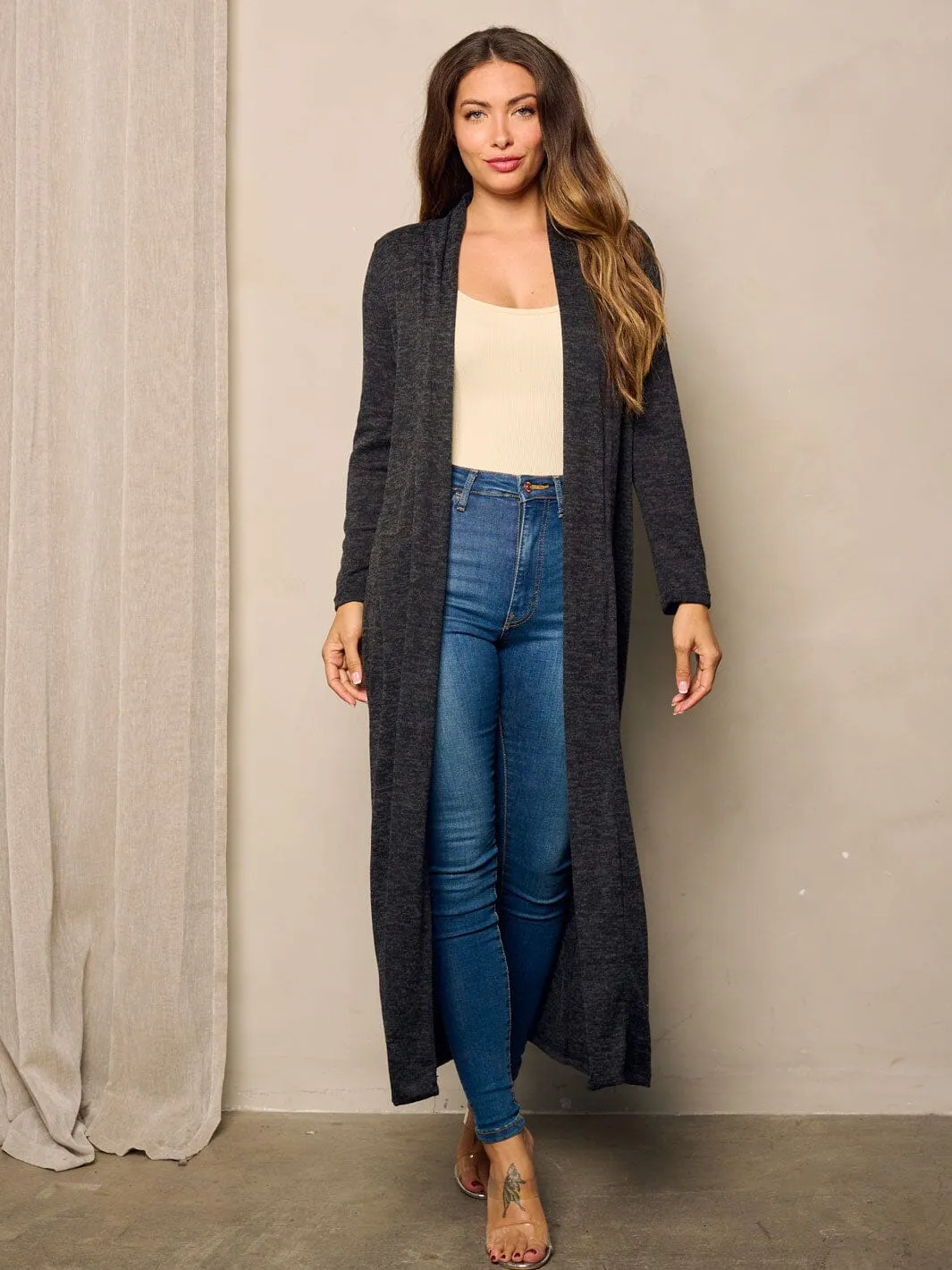 WOMEN'S LONG SLEEVE OPEN FRONT CARDIGAN