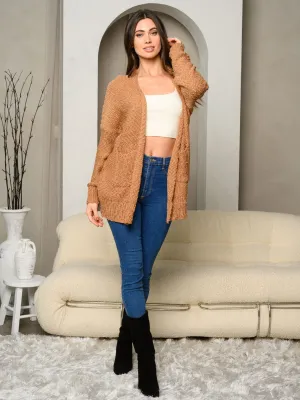 WOMEN'S LONG SLEEVE OPEN FRONT KNIT CARDIGAN